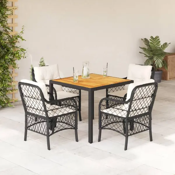 Gossi set mobilier de gradina cu perne, 5 piese, negru, poliratan