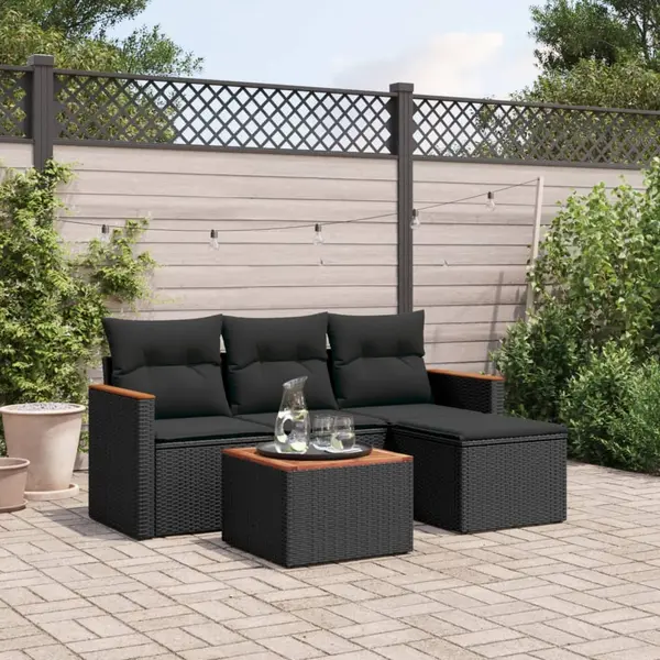 Gossi set mobilier de gradina cu perne, 5 piese, negru, poliratan