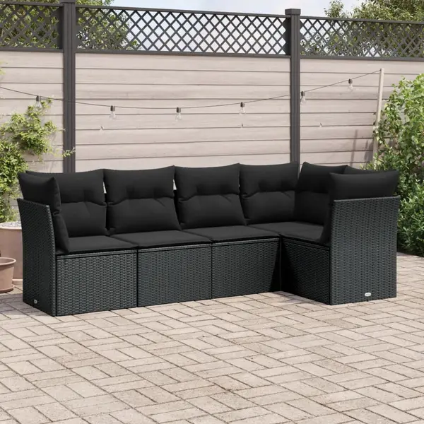 Gossi set mobilier de gradina cu perne, 5 piese, negru, poliratan