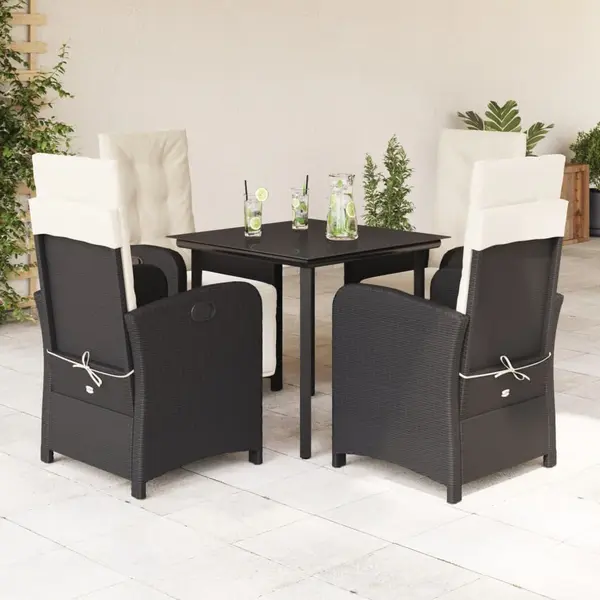 Gossi set mobilier de gradina cu perne, 5 piese, negru, poliratan