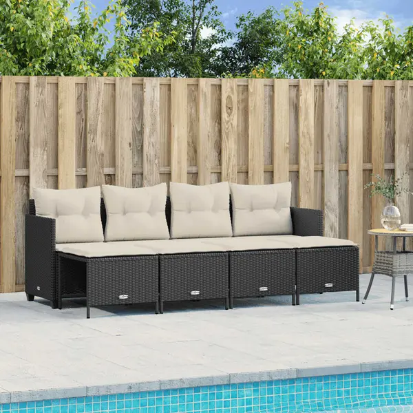 Gossi set mobilier de gradina cu perne, 5 piese, negru, poliratan