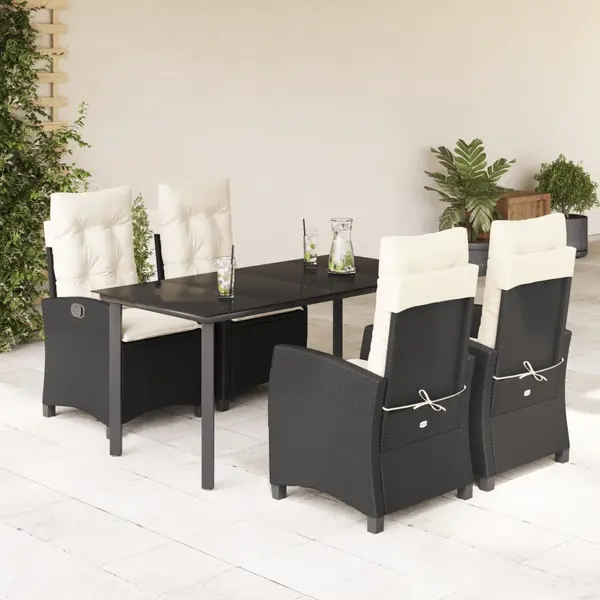 Gossi set mobilier de gradina cu perne, 5 piese, negru, poliratan