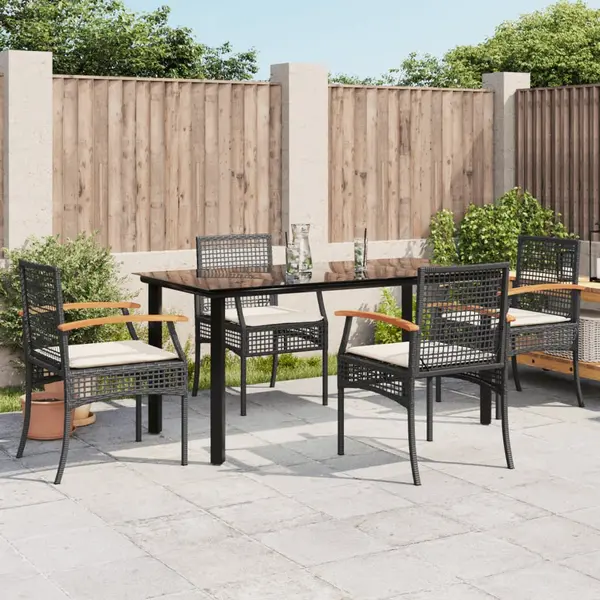 Gossi set mobilier de gradina cu perne, 5 piese, negru, poliratan