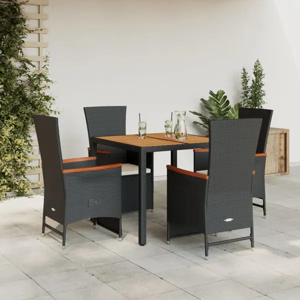 Gossi set mobilier de gradina cu perne, 5 piese, negru, poliratan