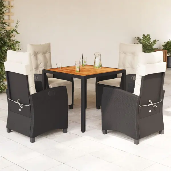 Gossi set mobilier de gradina cu perne, 5 piese, negru, poliratan