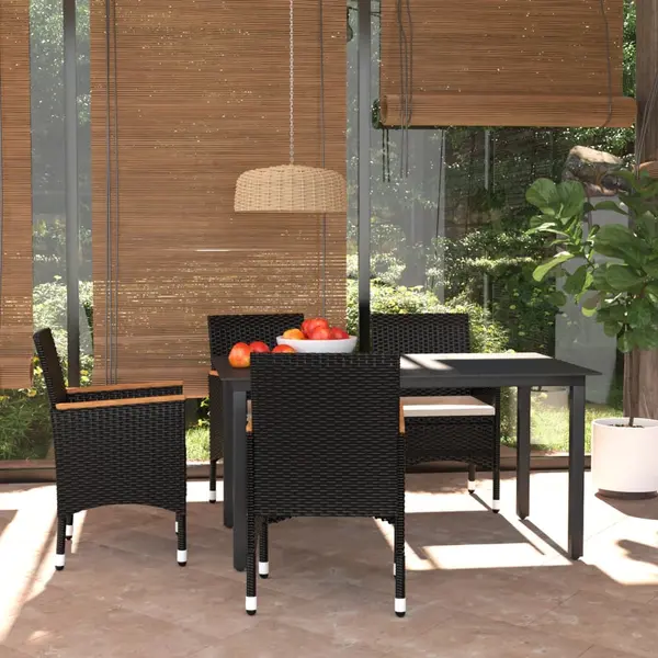 Gossi set mobilier de gradina cu perne, 5 piese, negru, poliratan
