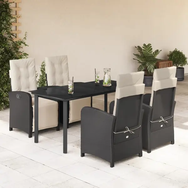 Gossi set mobilier de gradina cu perne, 5 piese, negru, poliratan