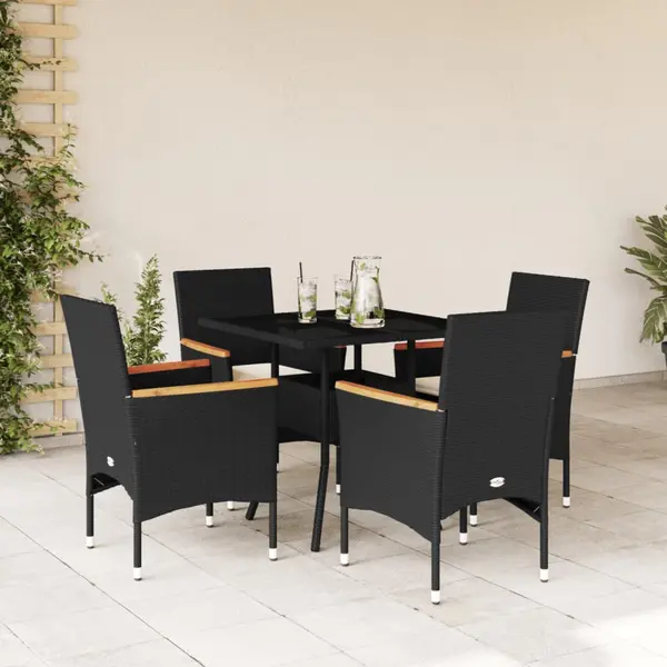 Gossi set mobilier de gradina cu perne 5 piese negru poliratan&sticla