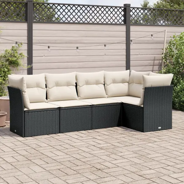 Gossi set mobilier de gradina cu perne, 5 piese, negru, poliratan