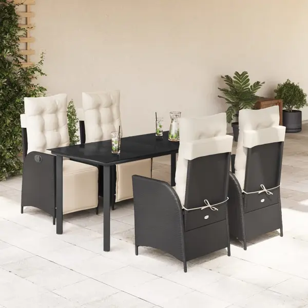 Gossi set mobilier de gradina cu perne, 5 piese, negru, poliratan
