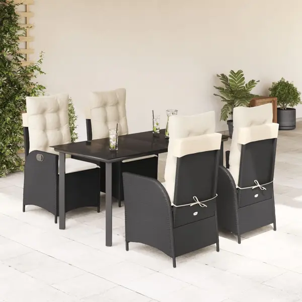 Gossi set mobilier de gradina cu perne, 5 piese, negru, poliratan