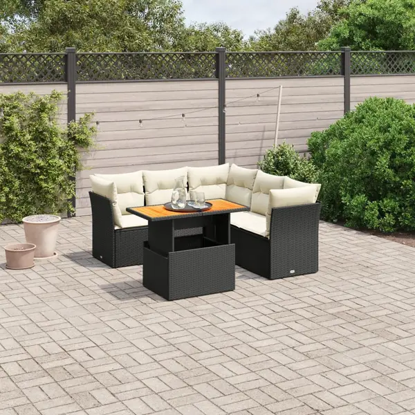 Gossi set mobilier de gradina cu perne, 5 piese, negru, poliratan