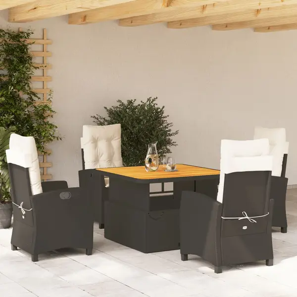 Gossi set mobilier de gradina cu perne, 5 piese, negru, poliratan