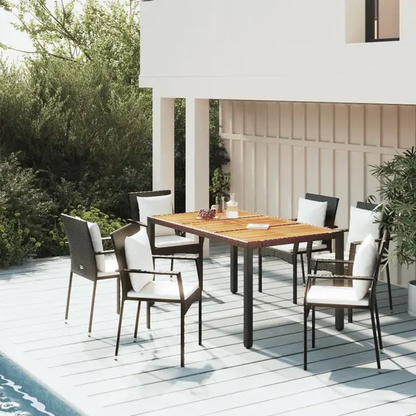 Gossi set mobilier de gradina cu perne, 5 piese, negru, poliratan