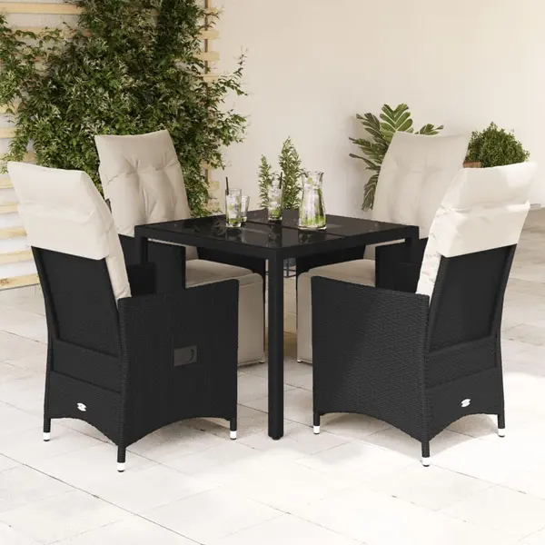 Gossi set mobilier de gradina cu perne, 5 piese, negru, poliratan