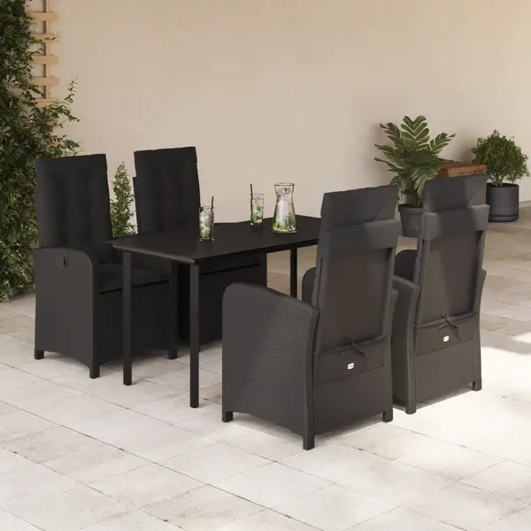 Gossi set mobilier de gradina cu perne, 5 piese, negru, poliratan