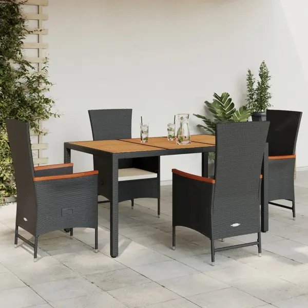 Gossi set mobilier de gradina cu perne, 5 piese, negru, poliratan