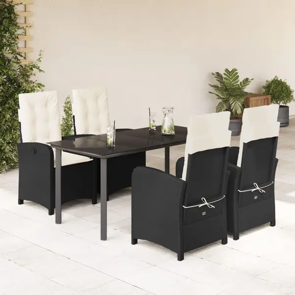 Gossi set mobilier de gradina cu perne, 5 piese, negru, poliratan