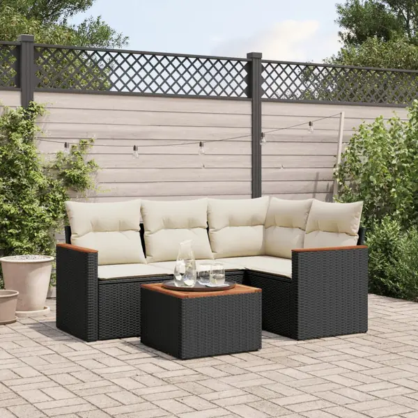 Gossi set mobilier de gradina cu perne, 5 piese, negru, poliratan