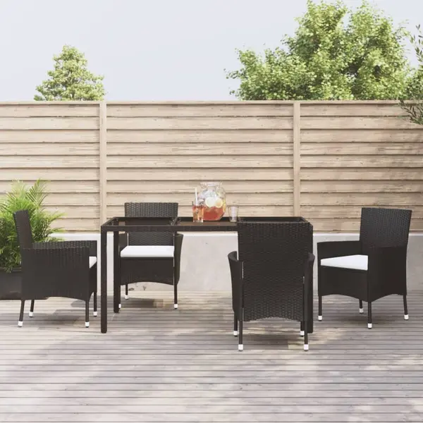 Gossi set mobilier de gradina cu perne, 5 piese, negru, poliratan