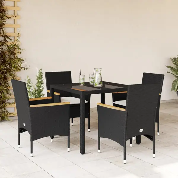 Gossi set mobilier de gradina cu perne 5 piese negru poliratan&sticla