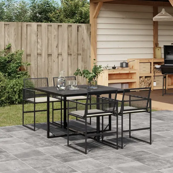 Gossi set mobilier de gradina cu perne, 5 piese, negru, poliratan