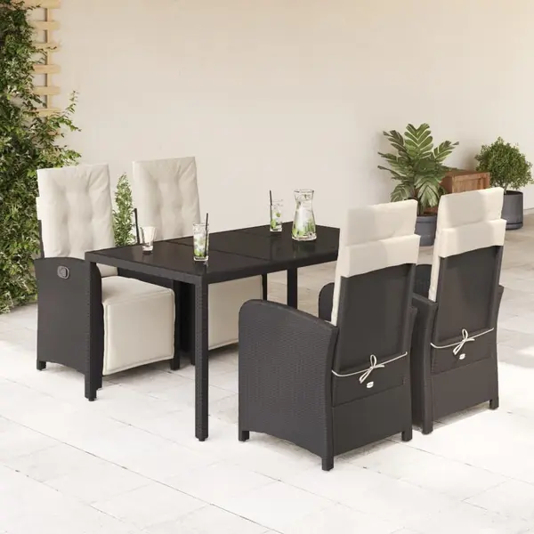 Gossi set mobilier de gradina cu perne, 5 piese, negru, poliratan