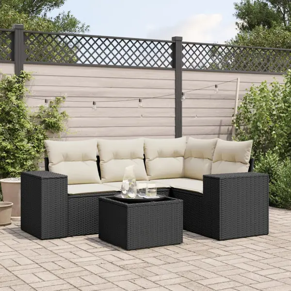 Gossi set mobilier de gradina cu perne, 5 piese, negru, poliratan