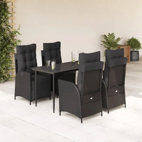 Gossi set mobilier de gradina cu perne, 5 piese, negru, poliratan