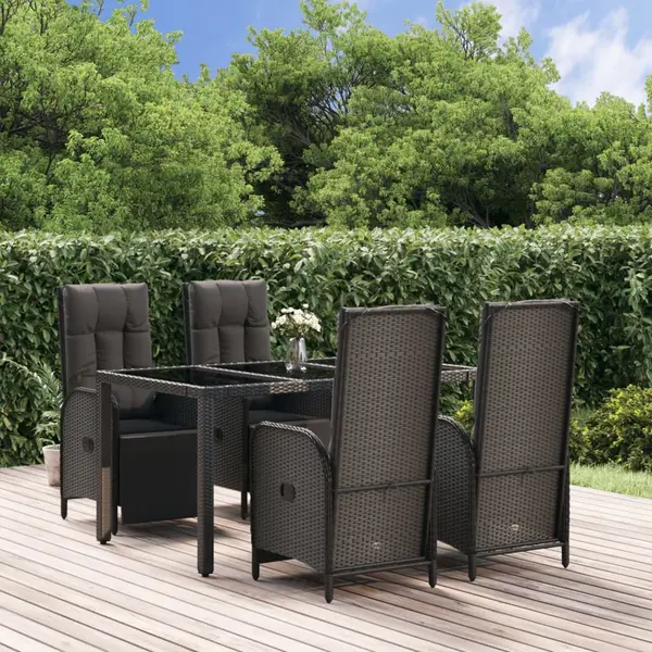 Gossi set mobilier de gradina cu perne, 5 piese, negru, poliratan