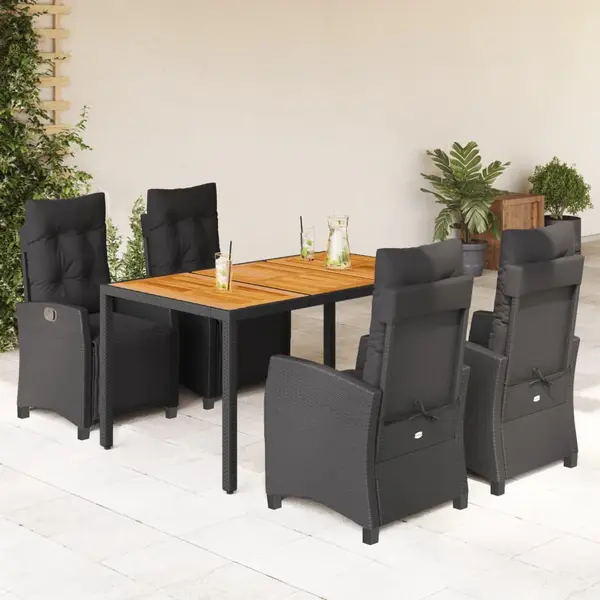 Gossi set mobilier de gradina cu perne, 5 piese, negru, poliratan