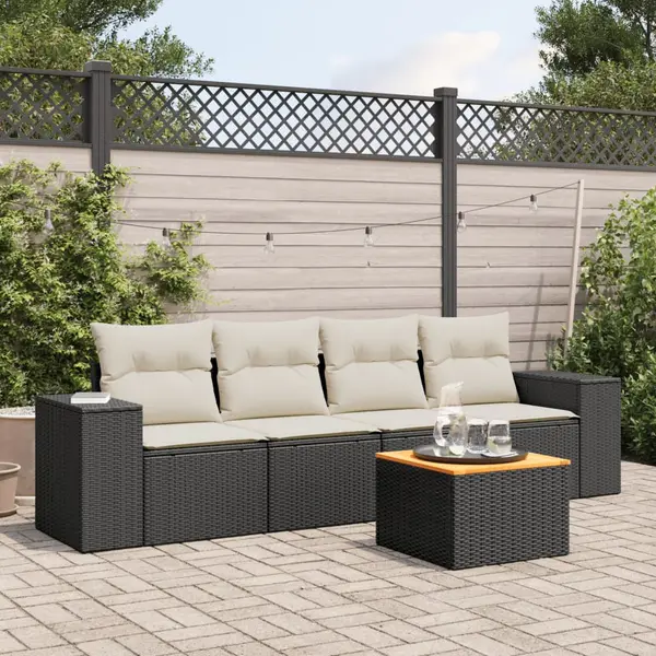 Gossi set mobilier de gradina cu perne, 5 piese, negru, poliratan