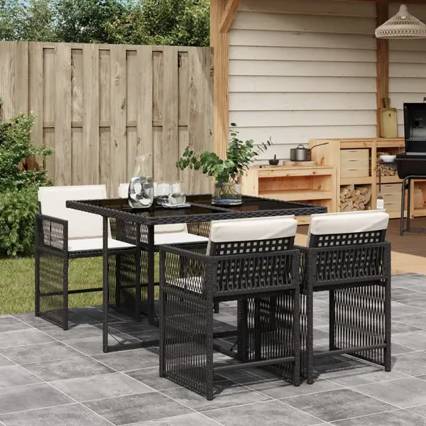 Gossi set mobilier de gradina cu perne, 5 piese, negru, poliratan