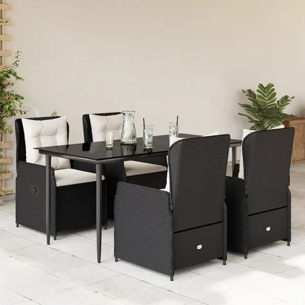 Gossi set mobilier de gradina cu perne, 5 piese, negru, poliratan