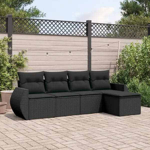 Gossi set mobilier de gradina cu perne, 5 piese, negru, poliratan