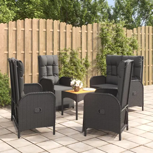 Gossi set mobilier de gradina cu perne, 5 piese, negru, poliratan