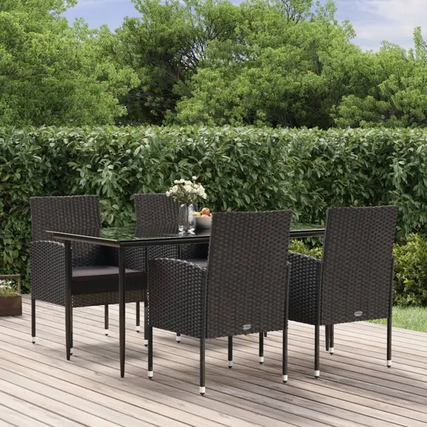 Gossi set mobilier de gradina cu perne, 5 piese, negru, poliratan