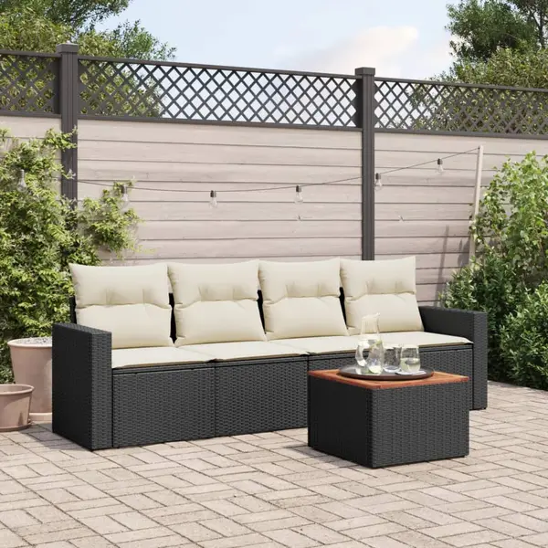 Gossi set mobilier de gradina cu perne, 5 piese, negru, poliratan