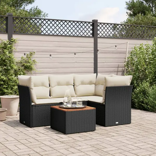 Gossi set mobilier de gradina cu perne, 5 piese, negru, poliratan