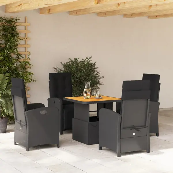 Gossi set mobilier de gradina cu perne, 5 piese, negru, poliratan