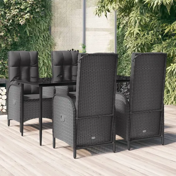 Gossi set mobilier de gradina cu perne, 5 piese, negru, poliratan