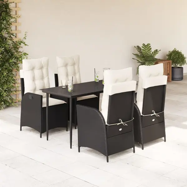 Gossi set mobilier de gradina cu perne, 5 piese, negru, poliratan