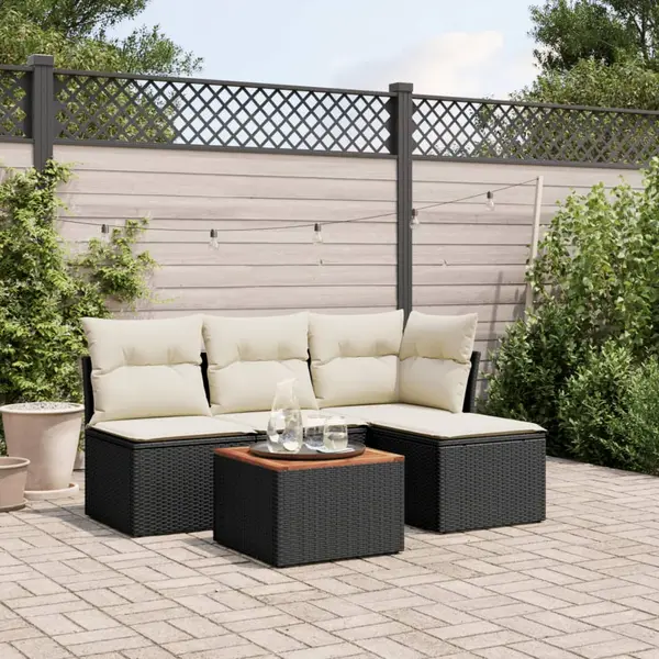 Gossi set mobilier de gradina cu perne, 5 piese, negru, poliratan