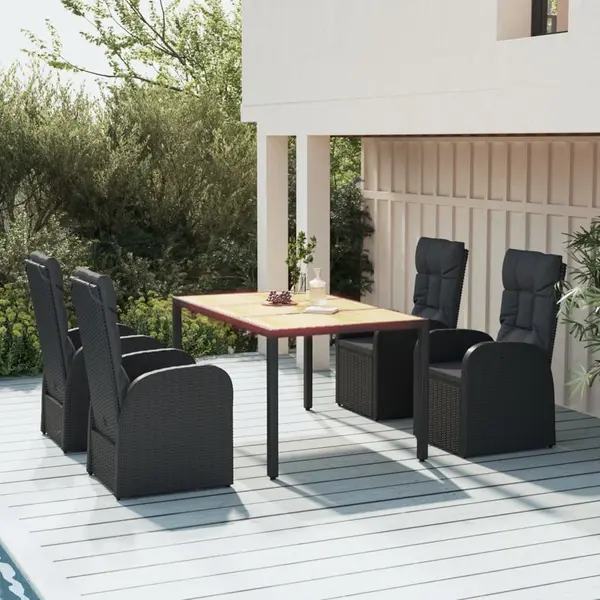 Gossi set mobilier de gradina cu perne, 5 piese, negru, poliratan