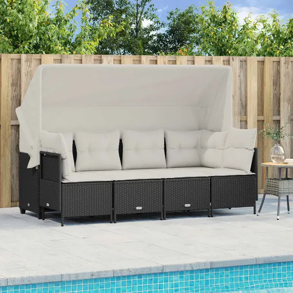 Gossi set mobilier de gradina cu perne, 5 piese, negru, poliratan
