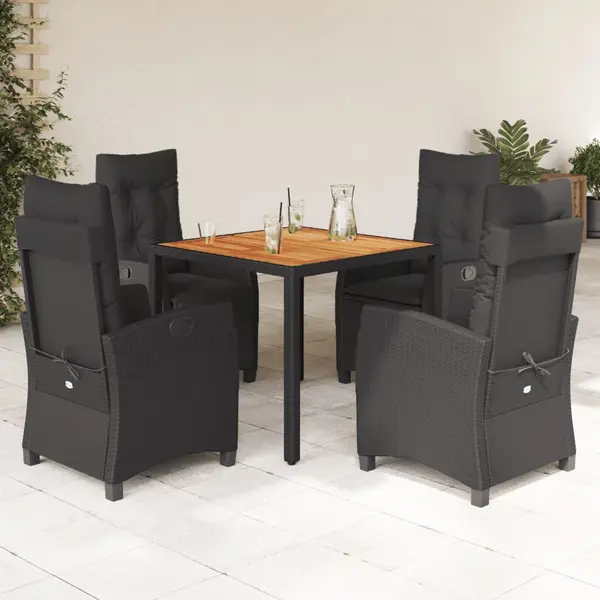Gossi set mobilier de gradina cu perne, 5 piese, negru, poliratan