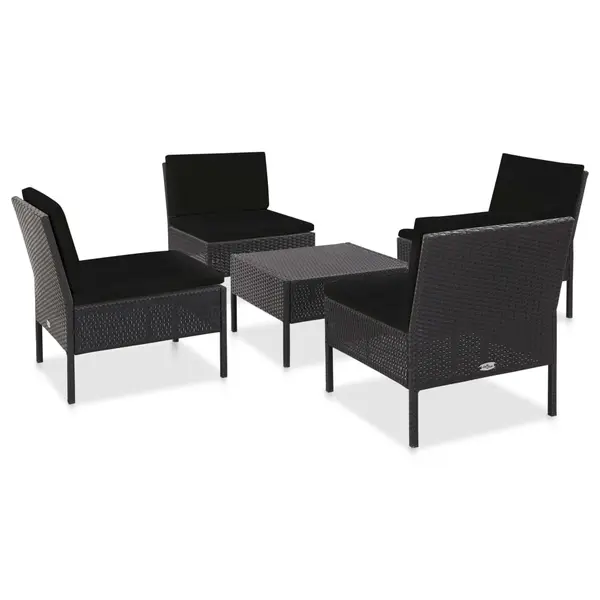 Gossi set mobilier de gradina cu perne, 5 piese, negru, poliratan