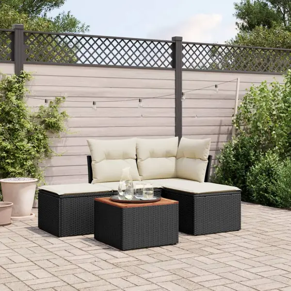Gossi set mobilier de gradina cu perne, 5 piese, negru, poliratan