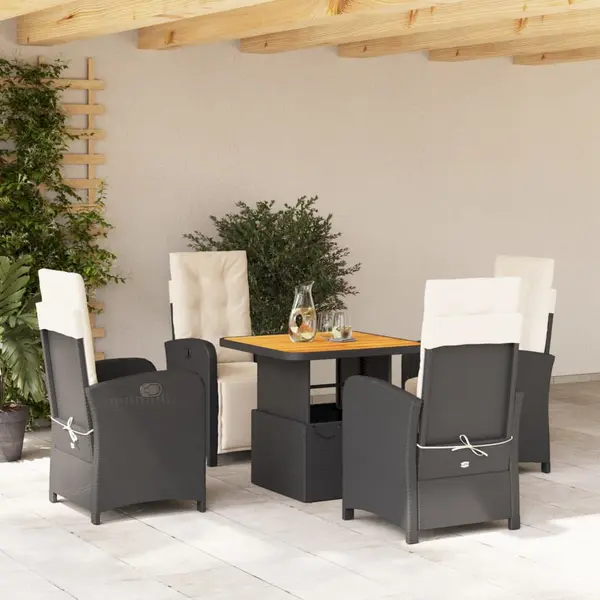 Gossi set mobilier de gradina cu perne, 5 piese, negru, poliratan