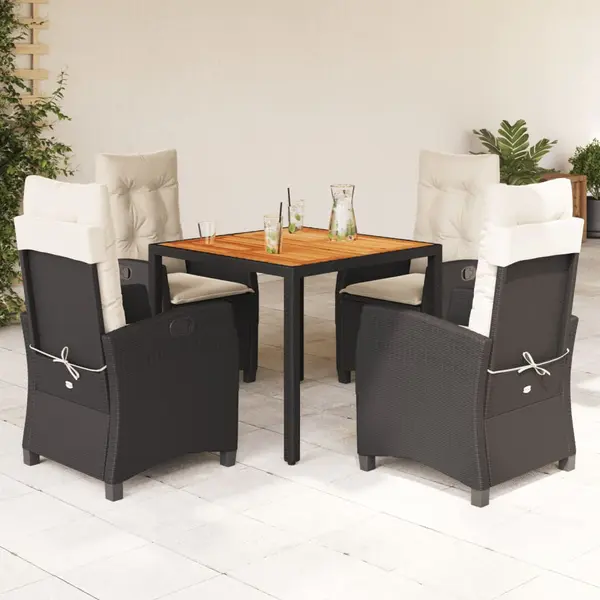 Gossi set mobilier de gradina cu perne, 5 piese, negru, poliratan